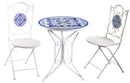 Set Tavolo da Giardino con Mosaico + 2 Sedie in Metallo