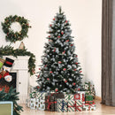 Albero di Natale Artificiale Innevato 180 cm 678 Rami con Bacche Rosse e Pigne Verde