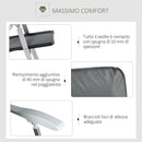Sedia da Pesca Pieghevole con Schienale Regolabile 75x61,5x76-115 cm in Alluminio e Poliestere Grigio   