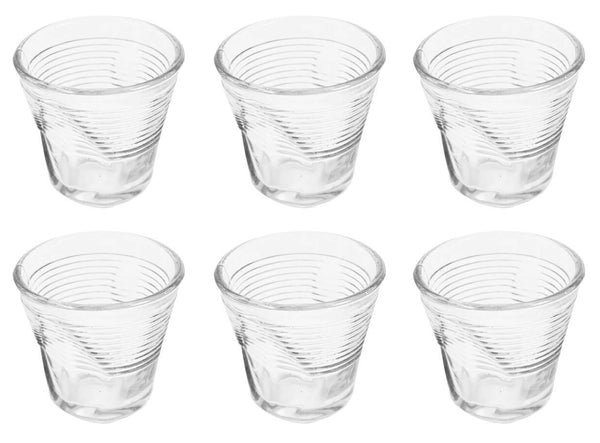 online Set 6 Tazzine da Caffè Accartocciati Ø6,5 cm in Vetro Pressato Kaleidos Trasparenti