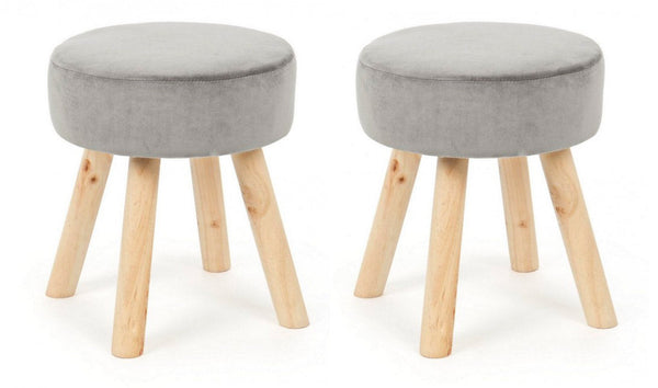 acquista Set 2 Sgabelli 34x34x38 cm in Velluto Adeline Grigio