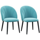 Set 2 Sedie Imbottite 52x54x79 cm in Tessuto Effetto Velluto Verde Chiaro
