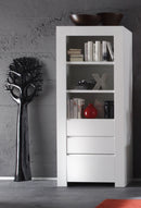 Mobile Alto 1 Porta 2 Cassetti e 3 Ripiani Aperti 71,5x50x170cm TFT  Amber Bianco Lucido