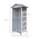 Voliera Gabbia per Uccelli 80,5x57x158,5 cm in Legno Grigio