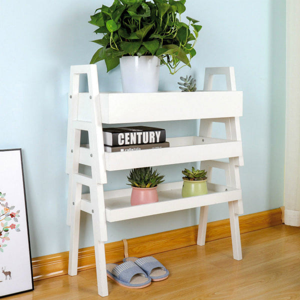 Set 3 Portapiante Fioriera Sovrapponibili in Legno Massello 65x30x87 cm Fumer Alvin Bianca online