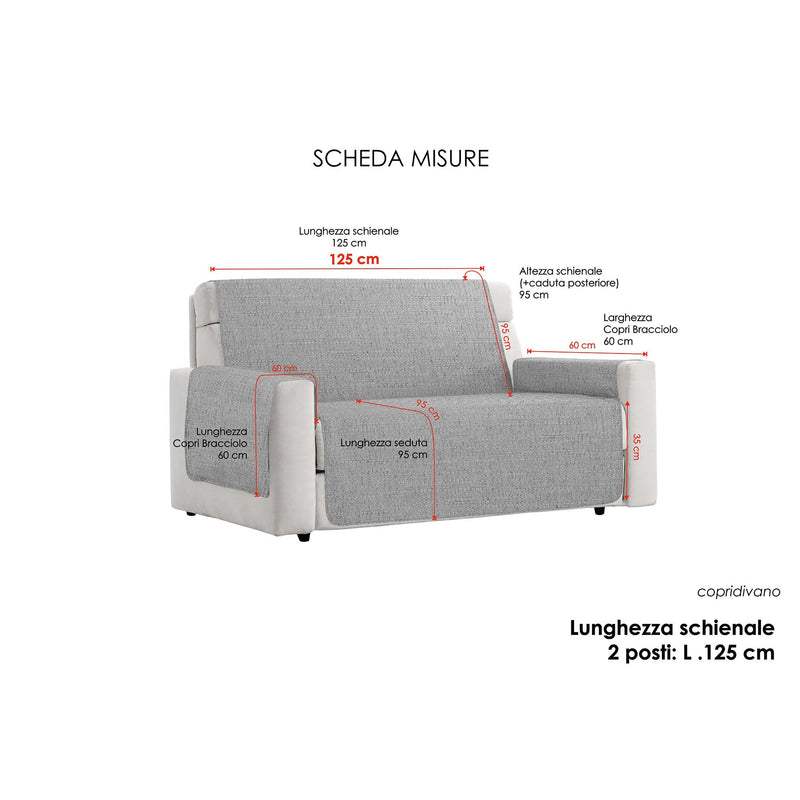 Copridivano con Copri Braccioli in Poliestere Bordeaux Varie Misure