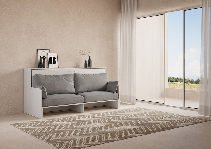 Letto Singolo a Scomparsa Salvaspazio a Sofà Kando H97,4 Bianco Frassino con Materasso