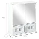 Pensile da Bagno 55x17.5x60 cm con Antine a Specchio Bianco