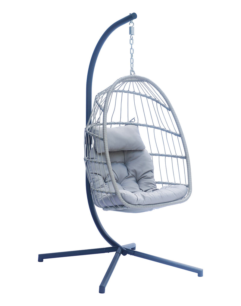 Amaca Dondolina da Giardino 96x198x115 cm in Corda e Alluminio Grigio e Antracite