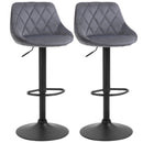 Set 2 Sgabelli da Bar 51,5x48x83-104 cm in Tessuto Effetto Velluto Grigio Scuro e Nero