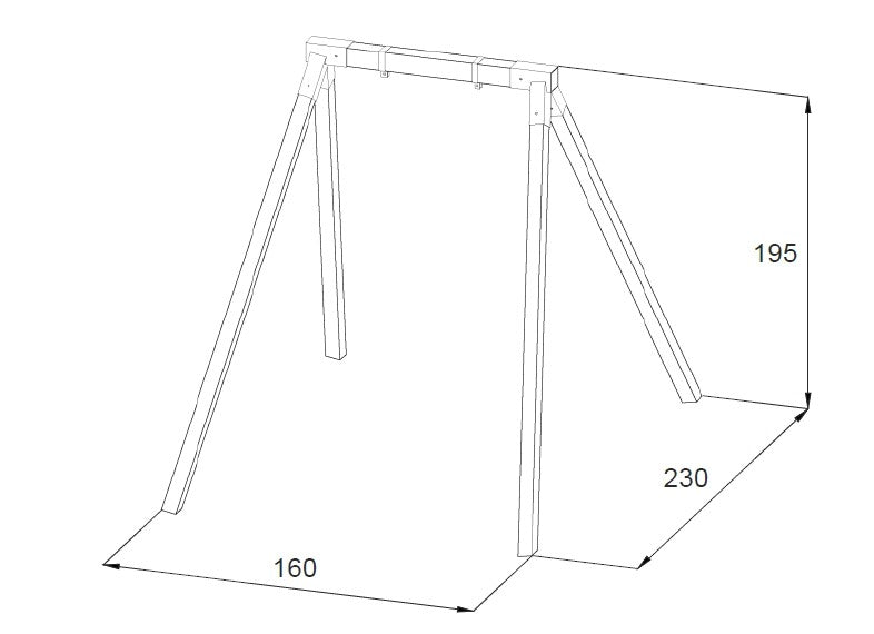 Altalena da Giardino 1 Posto 160x230x195 cm in Legno