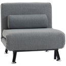 Poltrona Letto Reclinabile in 5 Posizioni 75x70x75 cm in Tessuto Effetto Lino e Acciaio Grigio      