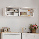Mobile Bagno a Parete 120x23x30 cm con Anta Ammortizzata 2 Scomparti e Mensola Regolabile in MDF Bianco      
