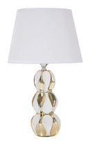 Lampada da Tavolo Glam Balls 28x46x28 cm in Ceramica Bianco/Oro