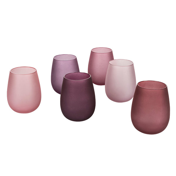 Set 6 Bicchieri Acqua Effetto Ghiaccio Happy Hour Provence in Vetro VdE Tivoli 1996 Viola sconto