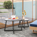 Set 2 Tavolini per Esterni Ø70x45 cm e Ø50x35 cm con Piano in Vetro Grigio   