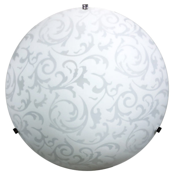 acquista Plafoniera 2xE27 Ganci Cromo Vetro Lastra Bianco Decorato Damasco E-Energy Michela