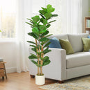 Pianta di Fico Artificiale Verde 50x50x150 cm in PEVA e Legno con Vaso Contenitore in PP e Cemento      