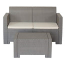 Set da Giardino Divano 2 Poltrone e Tavolino in Polipropilene Tortora