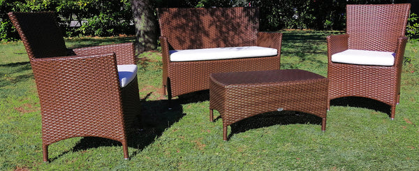 prezzo Set da Giardino Divano Poltrone e Tavolino in Polyrattan Morel Valeria Marrone
