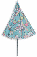 Set 2 Sedie Mare Spiaggine Pieghevoli per Bambini con Ombrello Soriani Oxford Unicorno