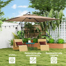 Ombrellone da Giardino a Braccio 300x325x230A cm Base a Croce in Metallo e Poliestere Cachi  