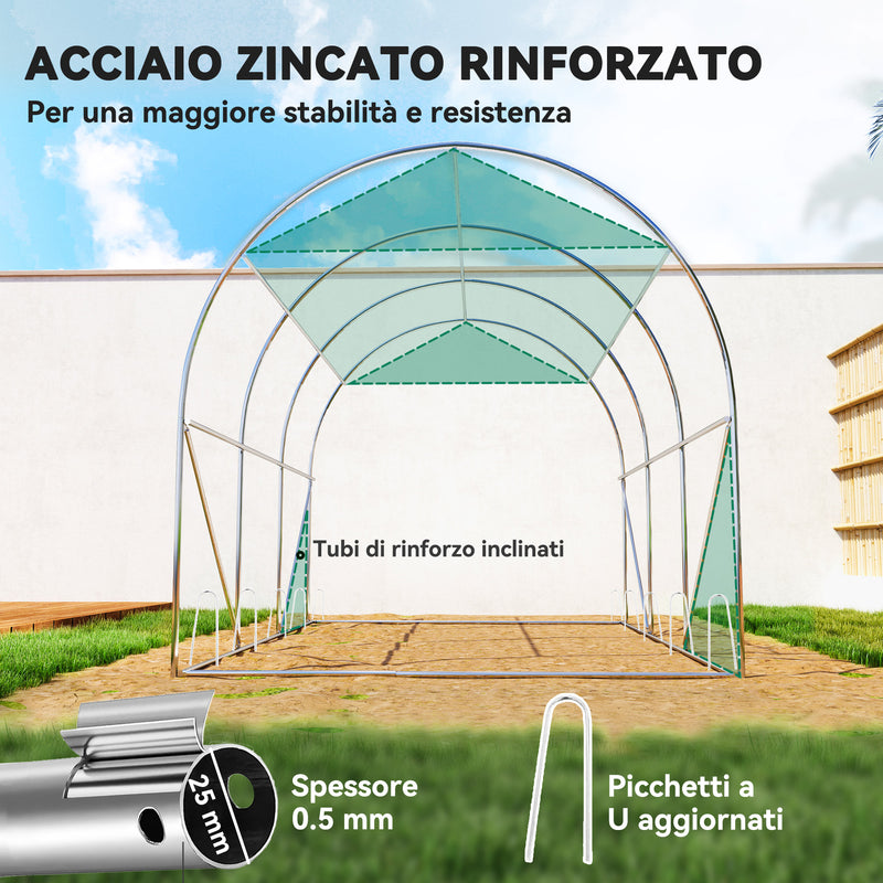 Outsunny Tenda Tunnel Campeggio 3 Posti – Camera E Soggiorno, Impermeabile 200x420 Cm Verde