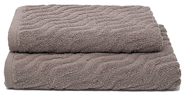 acquista Set Spugna Asciugamani Ospite + Salvietta Sally Onda Tortora