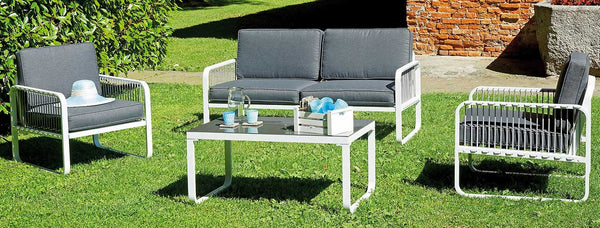 Set da Giardino in Alluminio e Corda Vorghini San Fruttuoso Bianco e Grigio sconto
