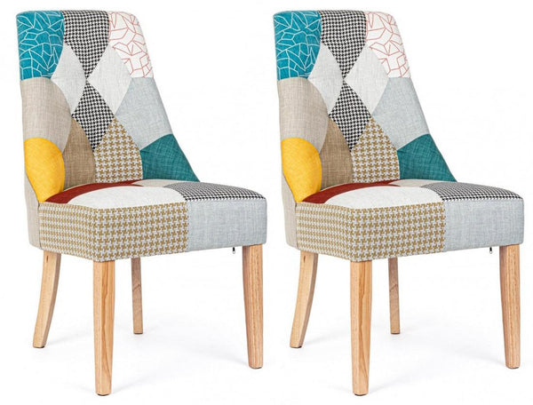 Set 2 Sedie 51x62x93 cm in Tessuto Patchwork prezzo