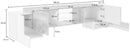 Mobile TV 4 Ante 190x35/45x45 cm Pillon Bianco Lucido e Ardesia