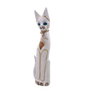 Statuina Gatto in legno bianco beige cm 15x6xh80