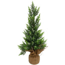 Albero di Natale 55 cm Alberello Pino con Base Sacco Iuta Decorazione Natalizia