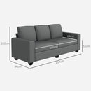 Divano 3 Posti 237x94x102 cm con Cuscini Rivestimento Effetto Lino Grigio  