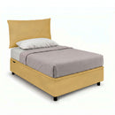 Letto 1 Piazza e Mezza Contenitore Imbottito Microfibra Ocra Boxmax Testata Soft Varie Misure