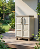 Armadio da Esterno 2 Ripiani 65x45x97H cm in Plastica Keter Excellence Basso Beige/Tortora