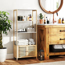 Mobile Bagno con Armadietto e Ripiani 63x30x138 cm in Bambù   