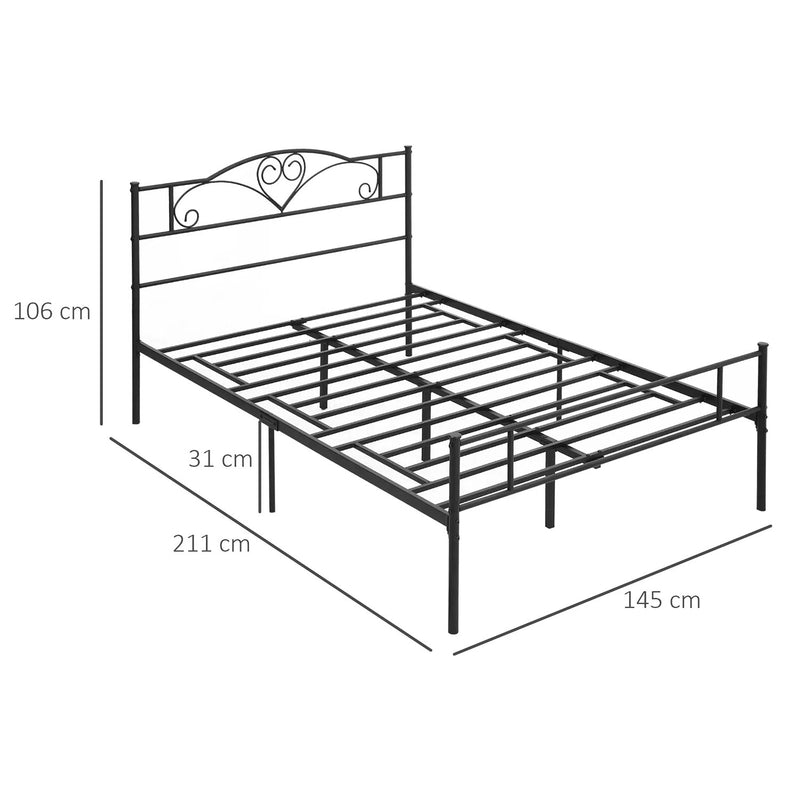 Struttura Letto in Metallo con Testiera e Pediera 140 x 200 cm Letto Struttura Letto in Metallo con Testiera e Pediera 140 x 200 cm Letto