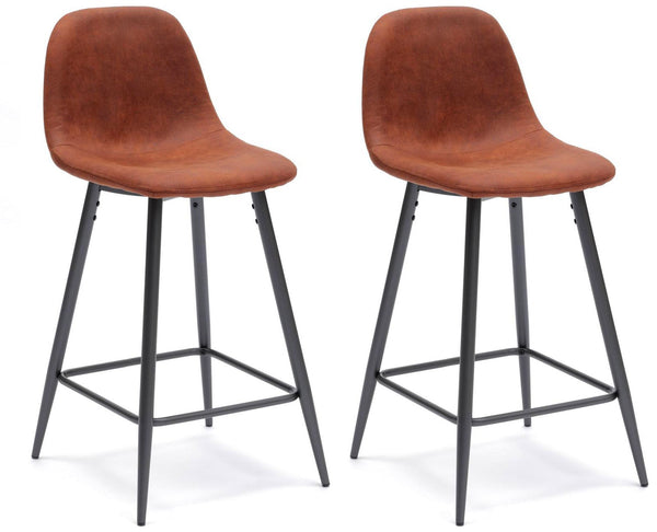 acquista Set 2 Sgabelli 42x52xH93 cm in Similpelle Brigitte Marrone