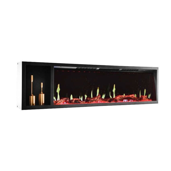 prezzo Camino Elettrico da Incasso 50x18x190 cm 1500W Effetto Fiamma Sined Stromboli Nero