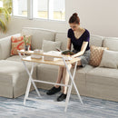 Scrivania Pieghevole 81,5x62x86,5 cm con Ripiano per Monitor Legno e Bianco   