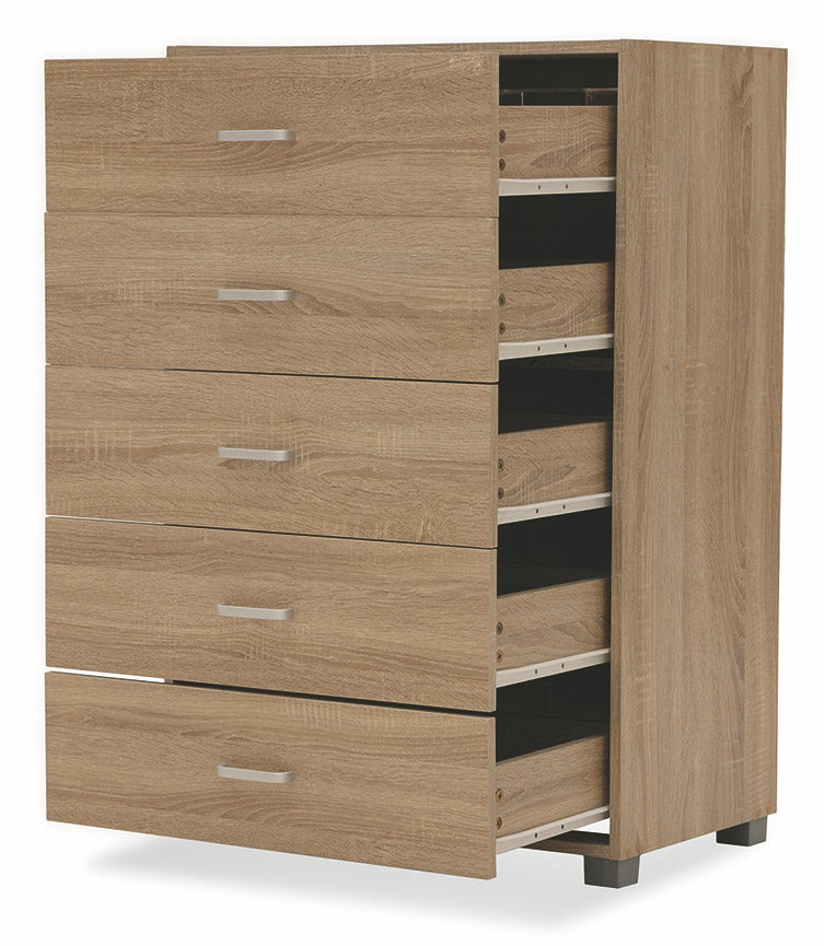 Cassettiera 5 Cassetti 68x40x101 cm in MDF Soriani Rovere