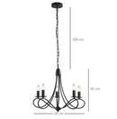 Lampada da Soffitto 200W E14 in Acciaio Intrecciato   Nero