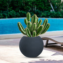 Vaso da Esterno Interno Design a Sfera Ø40x33 cm Botticelli in Resina Grigio 