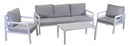 Set Salotto da Giardino Divano 2 Poltrone e Tavolino in Alluminio New Irvine Bianco
