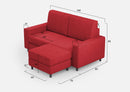 Divano 2 Posti con Pouf 168x145x85 cm Sakar in Tessuto Rosso