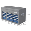 Cassetta Attrezzi con 6 Cassetti un Bauletto e 2 Chiavi 60x26x34 cm in Acciaio Blu