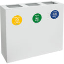 Pattumiera per Raccolta Differenziata 3 Scomparti 180 L 90x30x80 cm in Acciaio Verniciato Bianco