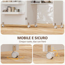 Mobile per Macchina da Cucire Pieghevole con Piano Ampio 3 Contenitori Mensola Inferiore e Ruote in Pannello di Particelle Bianco      