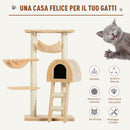 Albero Tiragraffi con Cuccia e Amaca Beige 55x30x100 cm 